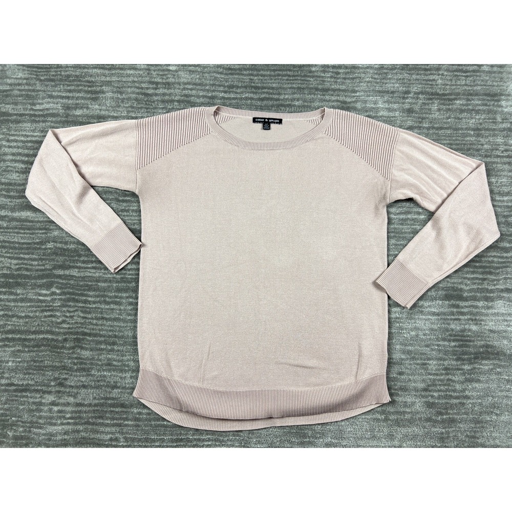 Cable & Gauge Sweater Womens Small Pink Crew Neck Long Sleeve Ribbed Pullover